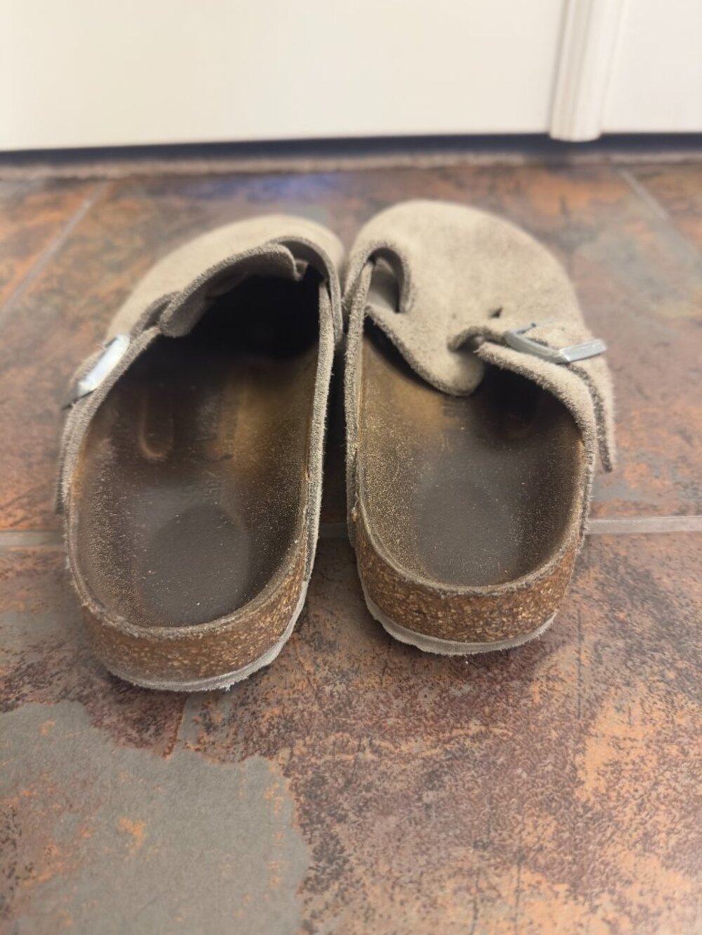 Birkenstock Taupe Boston Slides - Picture 2 of 9